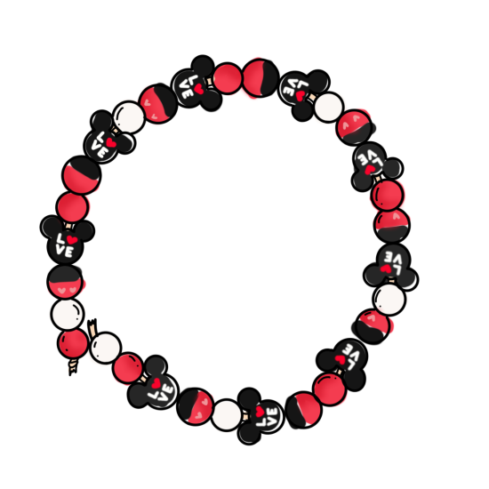 Red Black Mouse Round Beads